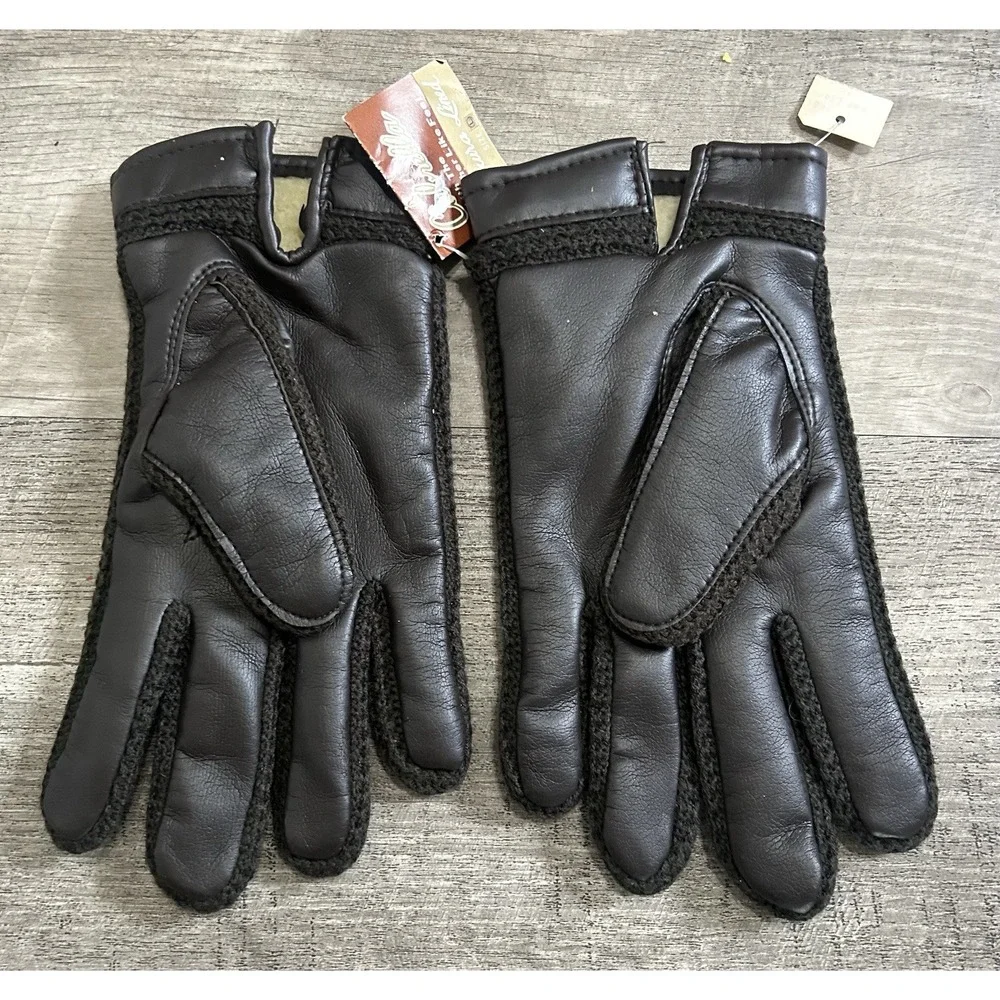 Vtg Cabrella Luxura Lined Brown Winter Gloves Large L‎ Faux Leather New NWT